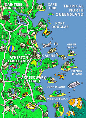 Tropical North Queensland Map Palm Cove Info Region Guide - North Queensland Cyclones